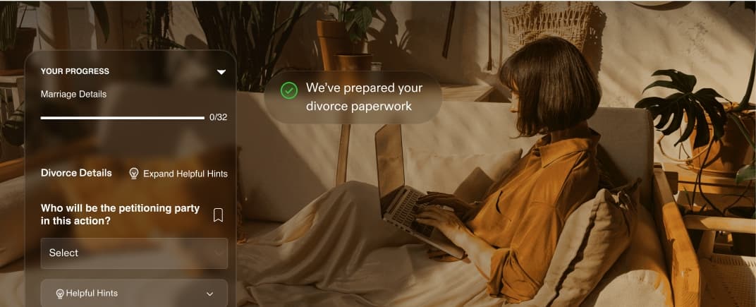 Person working on divorce paperwork